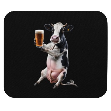 Discover Cow Drinking Beer Realistic Mouse Pads
