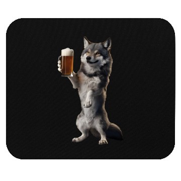 Discover Wolf Drinking Beer Realistic Mouse Pads