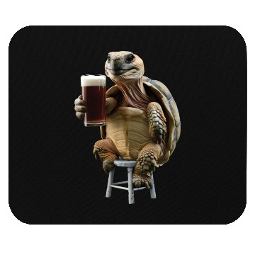 Discover Tortoise Drinking Beer Realistic Mouse Pads
