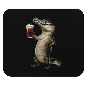 Discover Crocodile Drinking Beer Realistic Mouse Pads