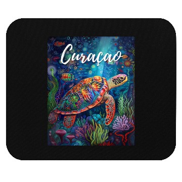 Discover Curacao Turtle Caribbean Vintage Mouse Pads