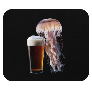 Discover Jellyfish Drinking Beer Realistic Mouse Pads