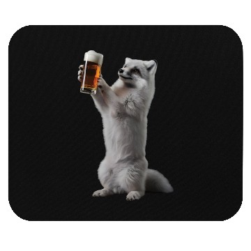 Discover Arctic Fox Drinking Beer Realistic Mouse Pads
