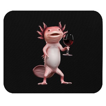 Discover Axolotl Drinking Wine Realistic Mouse Pads