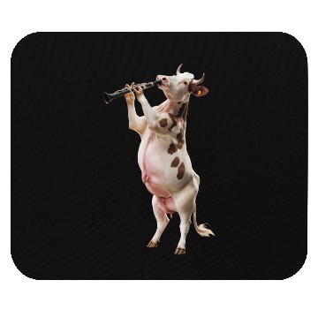 Discover Cow Playing Clarinet Realistic Mouse Pads