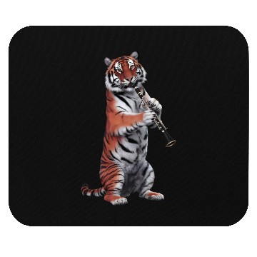 Discover Tiger Playing Clarinet Realistic Mouse Pads