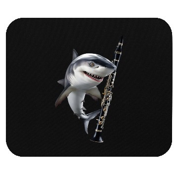 Discover Shark Playing Clarinet Realistic Mouse Pads