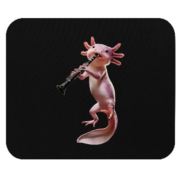 Discover Axolotl Playing Clarinet Realistic Mouse Pads