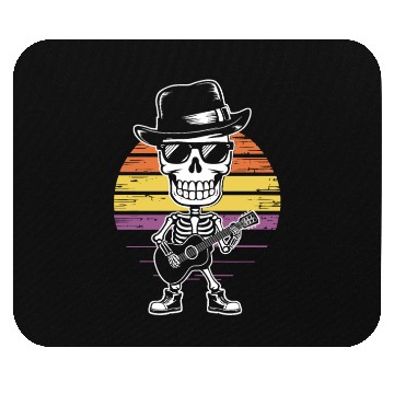 Discover Cool Skeleton Guitarist, Retro Sunset Background Mouse Pads