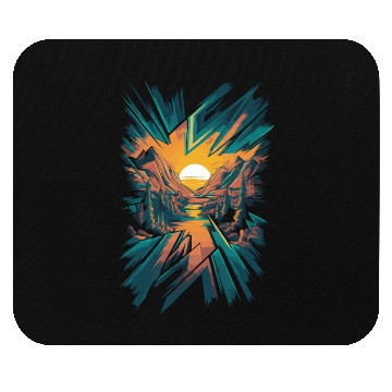 Discover Abstract Geometric Mountain Sunset Landscape Mouse Pads
