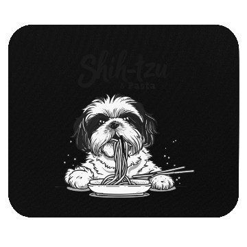 Discover Shih tzu & Pasta Shih-tzu Black and White Mouse Pads