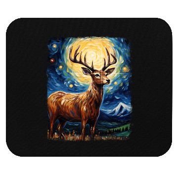 Discover Deer Hunter Deer Hunting Starry Night Painting Mouse Pads