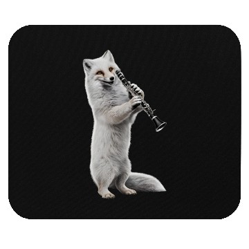 Discover Arctic Fox Playing Clarinet Realistic Mouse Pads