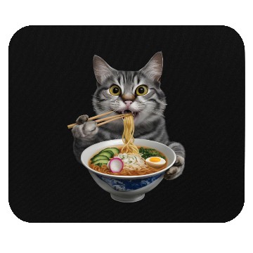 Discover Cat Eating Ramen Realistic Mouse Pads