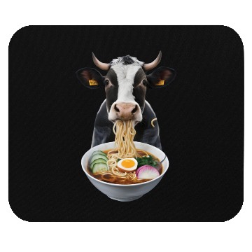 Discover Cow Eating Ramen Realistic Mouse Pads