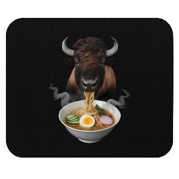 Discover Bison Eating Ramen Realistic Mouse Pads