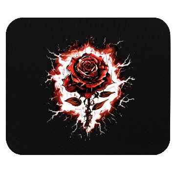 Discover Red Rose With Lightning Round İt Mouse Pads