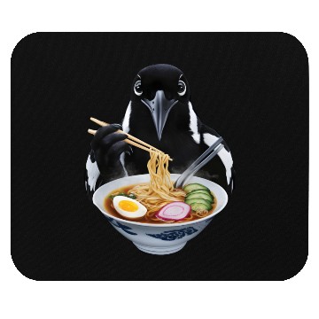 Discover Magpie Eating Ramen Realistic Mouse Pads