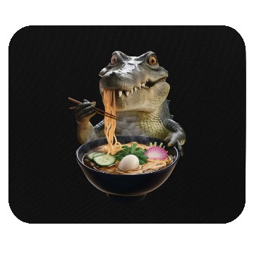 Discover Crocodile Eating Ramen Realistic Mouse Pads