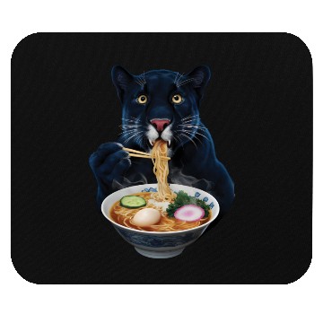 Discover Panther Eating Ramen Realistic Mouse Pads