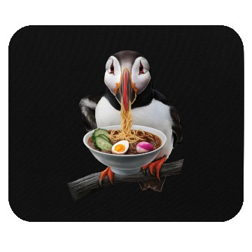 Discover Atlantic Puffin Eating Ramen Realistic Mouse Pads