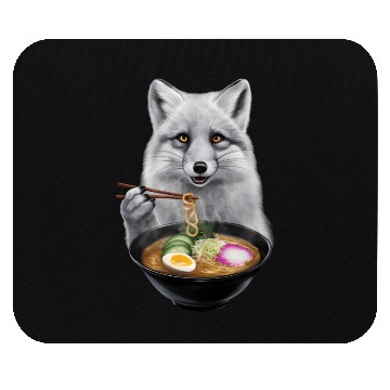 Discover Arctic Fox Eating Ramen Realistic Mouse Pads
