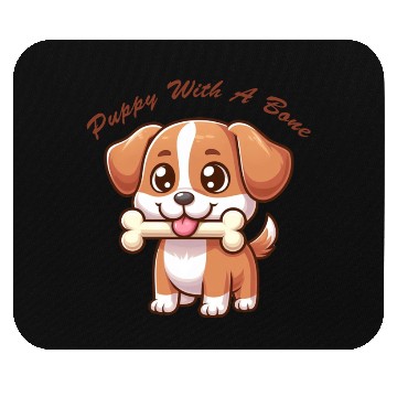 Discover Puppy with a bone Mouse Pads