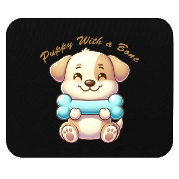 Discover puppy with a bone Mouse Pads