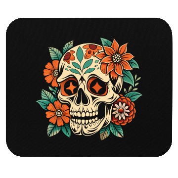 Discover Vintage Retro Halloween Sugar Skull with floral Mouse Pads