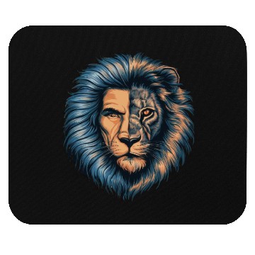 Discover Man face onside lion other side man face Mouse Pads