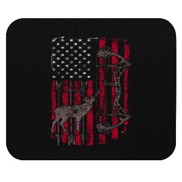 Discover American Flag Deer Elk Hunting USA Patriotic Mouse Pads