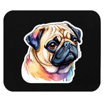 Discover Pug Watercolor Mouse Pads