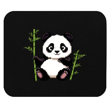 Discover A pixel art of a panda with a bamboo leaf Mouse Pads