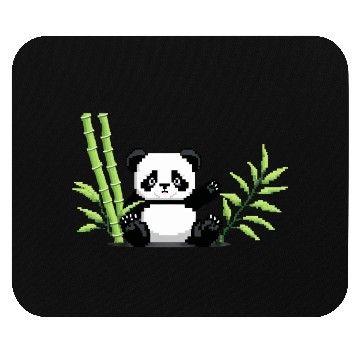 Discover A pixel art of a panda with a bamboo leaf Mouse Pads