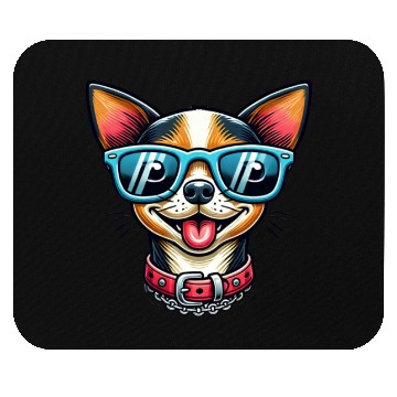 Discover Cartoon chihuahua wearing glasses, Chihuahua lover Mouse Pads