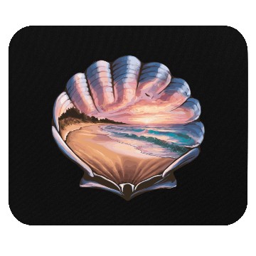 Discover Seashell Beach Scene Serene Ocean Landscape Mouse Pads