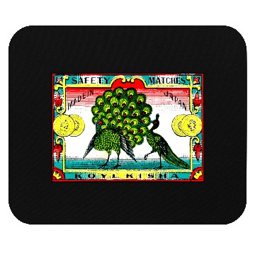 Discover Japanese Safety Matches Matchbox Art Peacocks Mouse Pads