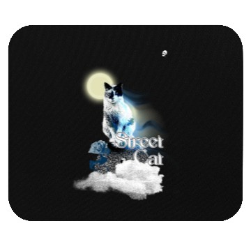 Discover Street cat under the moon Mouse Pads