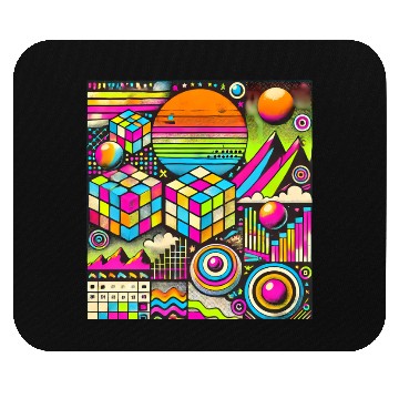 Discover Neon Geometric Risograph Design Mouse Pads