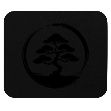 Discover Japanese Garden Art Bonsai Tree Circle Mouse Pads