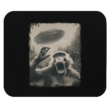Discover Baboon Monkey UFO Alien Extraterrestrial Selfie Mouse Pads