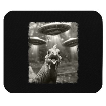 Discover Chicken Farm Farmer UFO Alien Extraterrestrial Sel Mouse Pads