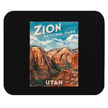Discover Vintage Travel Zion National Park Utah Landscape Mouse Pads