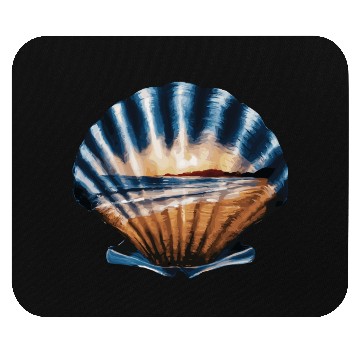 Discover Seashell Beach Scene Serene Ocean Landscape Mouse Pads