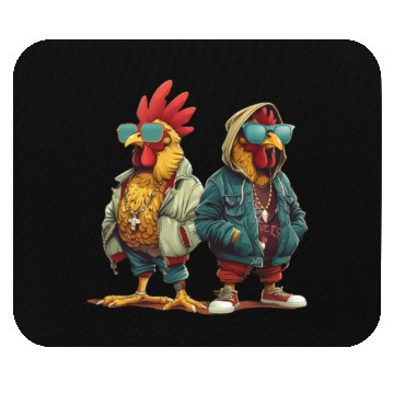 Discover Streetwear-clad chickens with style Mouse Pads