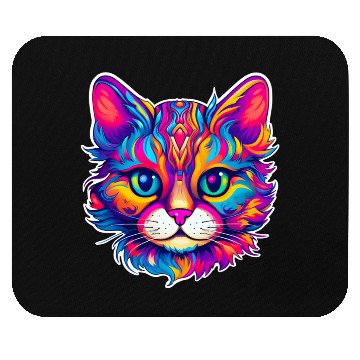 Discover Psychedelic Cat - Groovy Neon Feline Mouse Pads