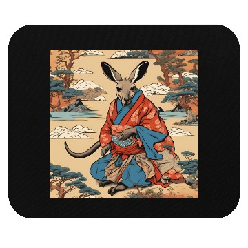 Discover Retro Ukiyo-e Style Kangaroo Caricature Mouse Pads