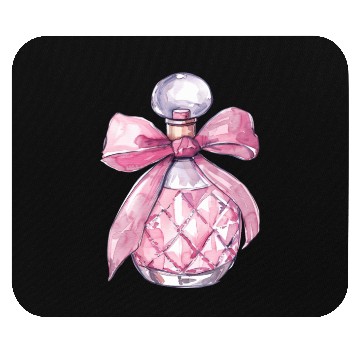 Discover Quilted Perfume Bottle with a Pink Bow Mouse Pads