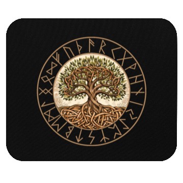 Discover Viking runes tree of Life round frame celtic Mouse Pads