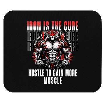 Discover iron is the cure with bodybuliding tiger Mouse Pads